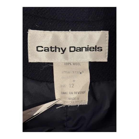 Cathy Daniels Blazer Womens 12 Blue Wool Jacket Button Up Pockets Lined Nautical - Picture 3 of 10